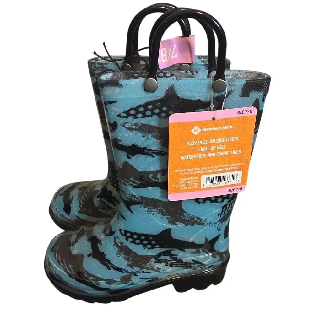 Members Mark Shark Light-Up Rain Boots, NWT, Size 7/8